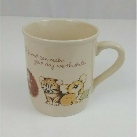 Vintage 1983 Hallmark Mug Mates A Friend Can Make Your Day Worthwhile Coffee Cup - Picture 1 of 7